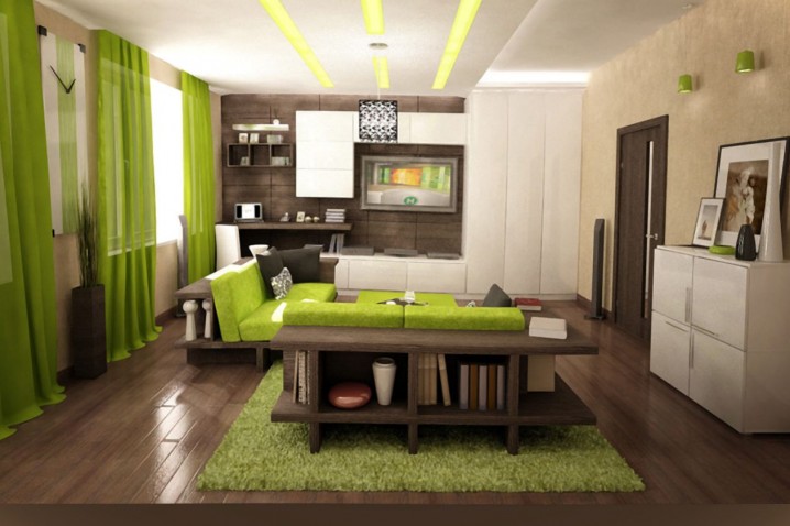 Beige And Lime Green Living Room