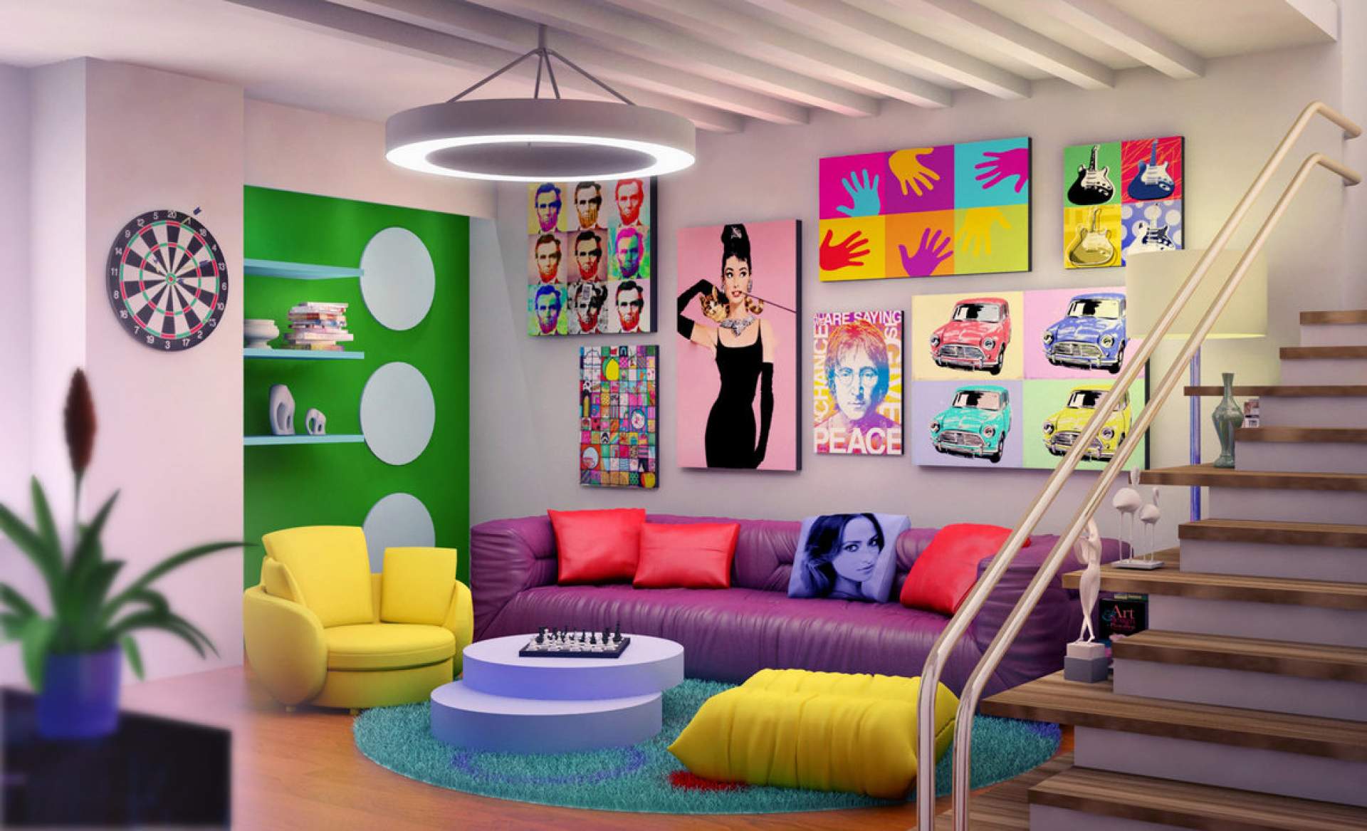 pop of color living room