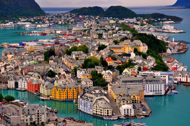 Norway Alesund Birdseye of City