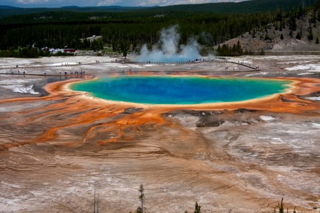 The Grand Prismatic Spring in Yellowstone National Park is the largest hot spring in the United States