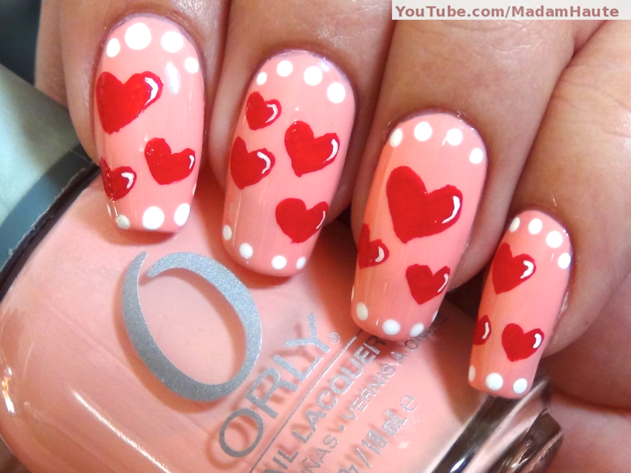 Red and White Heart Nail Design - wide 2