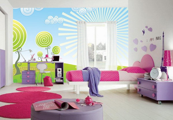 Kids-Bedroom-Ideas-with-Summer-Wall-Mural-Themes