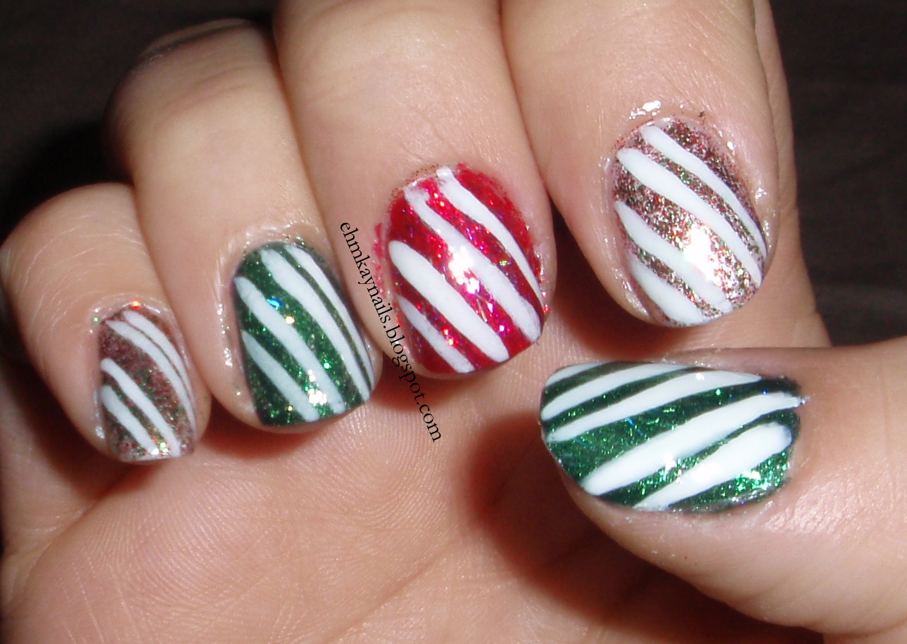 Christmas Candy Cane Nail Art - wide 1