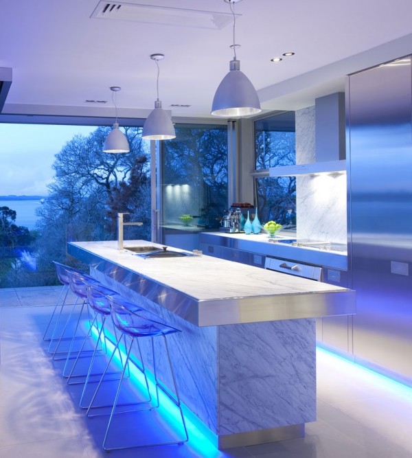 Fantastic-Modern-Blue-Kitchen-Design-Ideas-With-Awesome-Blue-LED-Light-Filled-Modern-Kitchens-Silver-Cabinetry