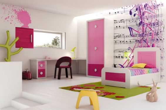 Modern-Pink-Girls-Excellent-Modern-Master-Bedroom-with-Music-Wall-Decoration