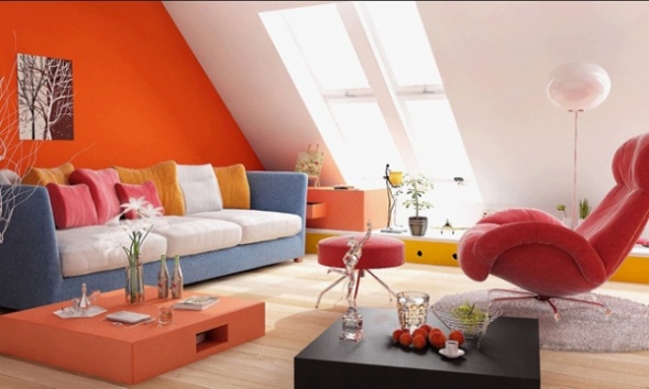 colorful-cushions-for-inspiring-attic-living-room-ideas