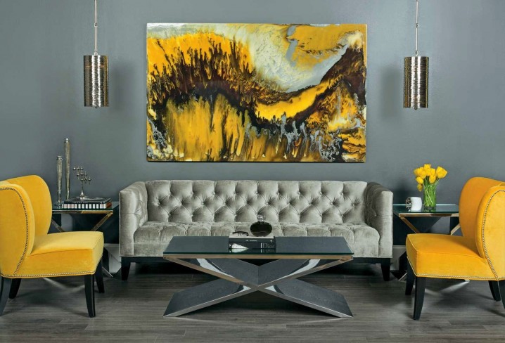 gray-and-yellow-living-room-wall-abstract-painting-decoration-ideas