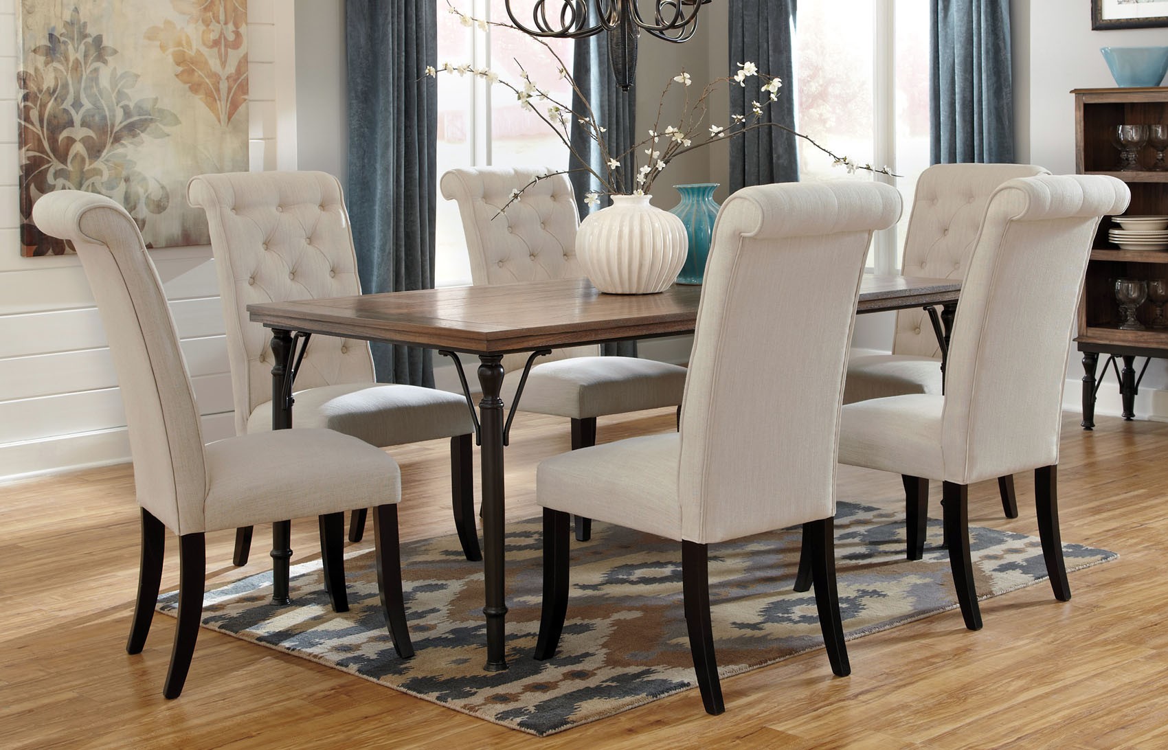 Tufted Parsons Dining Room Chairs In Ivory