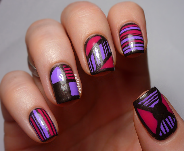 Illamasqua-Jo'Mina-pink-grey-geometric-stripe-nail-art-4
