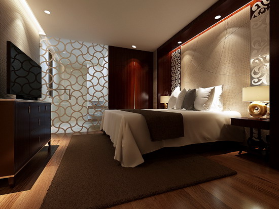 Luxury-Bedroom-Design-With-Dark-Shades-With-Wooden-Walls-Wooden-Floors-And-Dark-Wood-Furniture