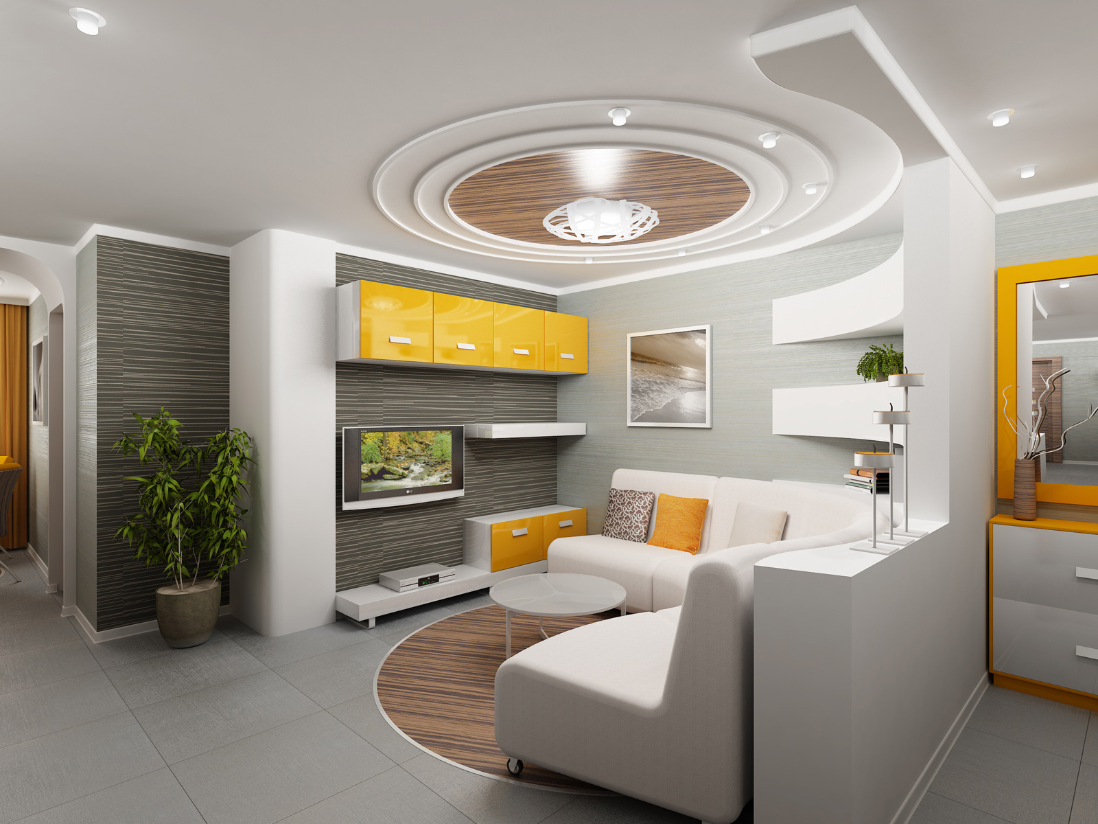 Modern Round False Ceiling Designs For Small Modern Living Room1 