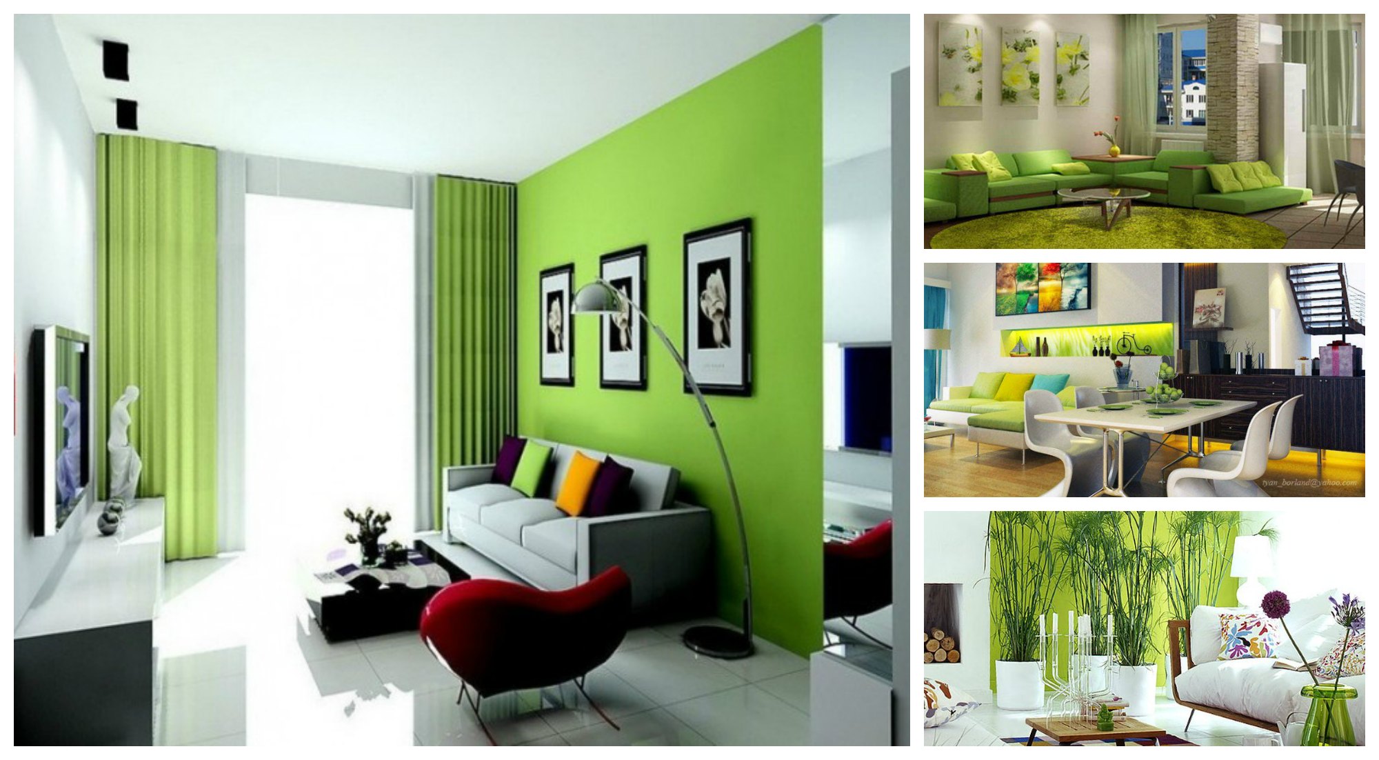 bright green living room walls