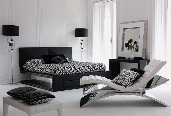 Fancy-Black-and-White-Bedroom-Decorations-with-Modern-Bed-girls-room-ideas-decor-design-painting-interior-modern-decorations-home-office-designs-Relaxing-Chair