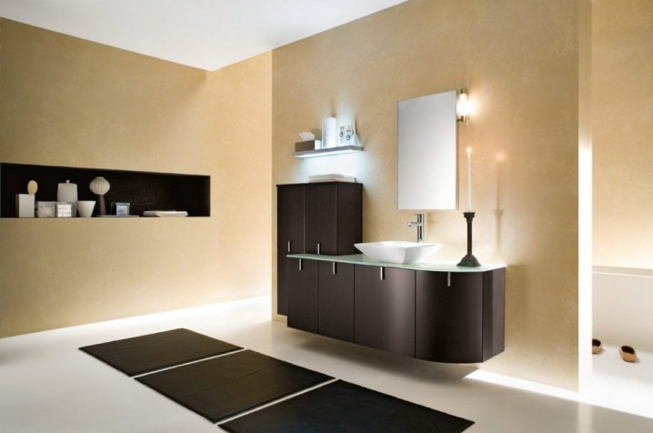 fancy-bathroom-with-wall-sconce-also-superb-wall-mounted-cabinets-and-black-rug-feat-rectangular-mirror-1024x679
