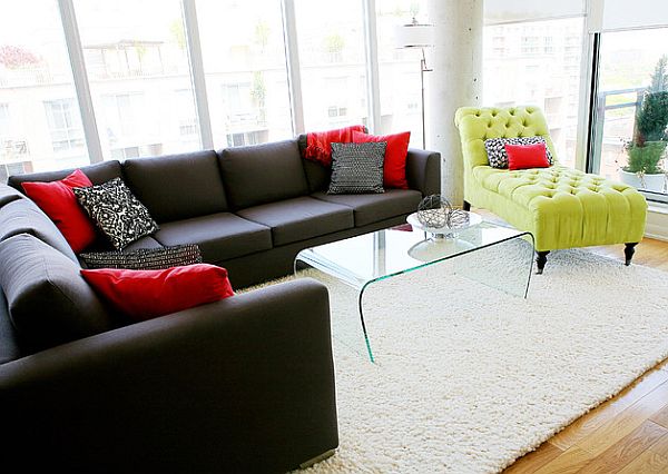 yellow-lounge-and-black-L-shaped-couch
