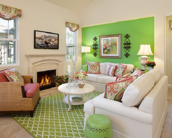 Fresh-Green-Living-Room-Wall-Paint-Design