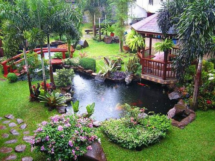 beautiful-modern-backyard-garden-with-pond-small-bridge-and-small-garden-pond-waterfall-ideas-exterior-photo-backyard-pond-ideas-976x732