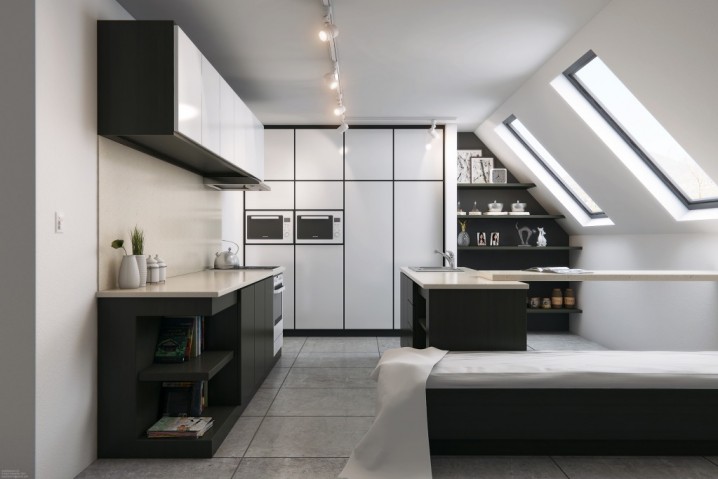 attic modern kitchen design