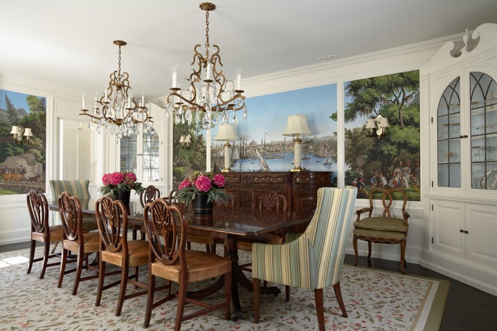 luxury-dining-room-with-Vues-dAmérique-du-Nord-mural