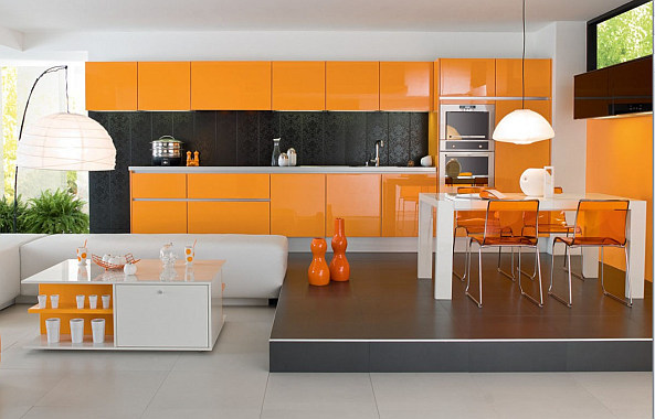 Modern Orange Colored Kitchen Decor Pictures