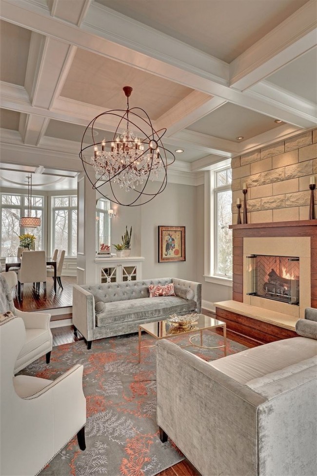 15 Living Rooms  With Coffered Ceiling  Designs