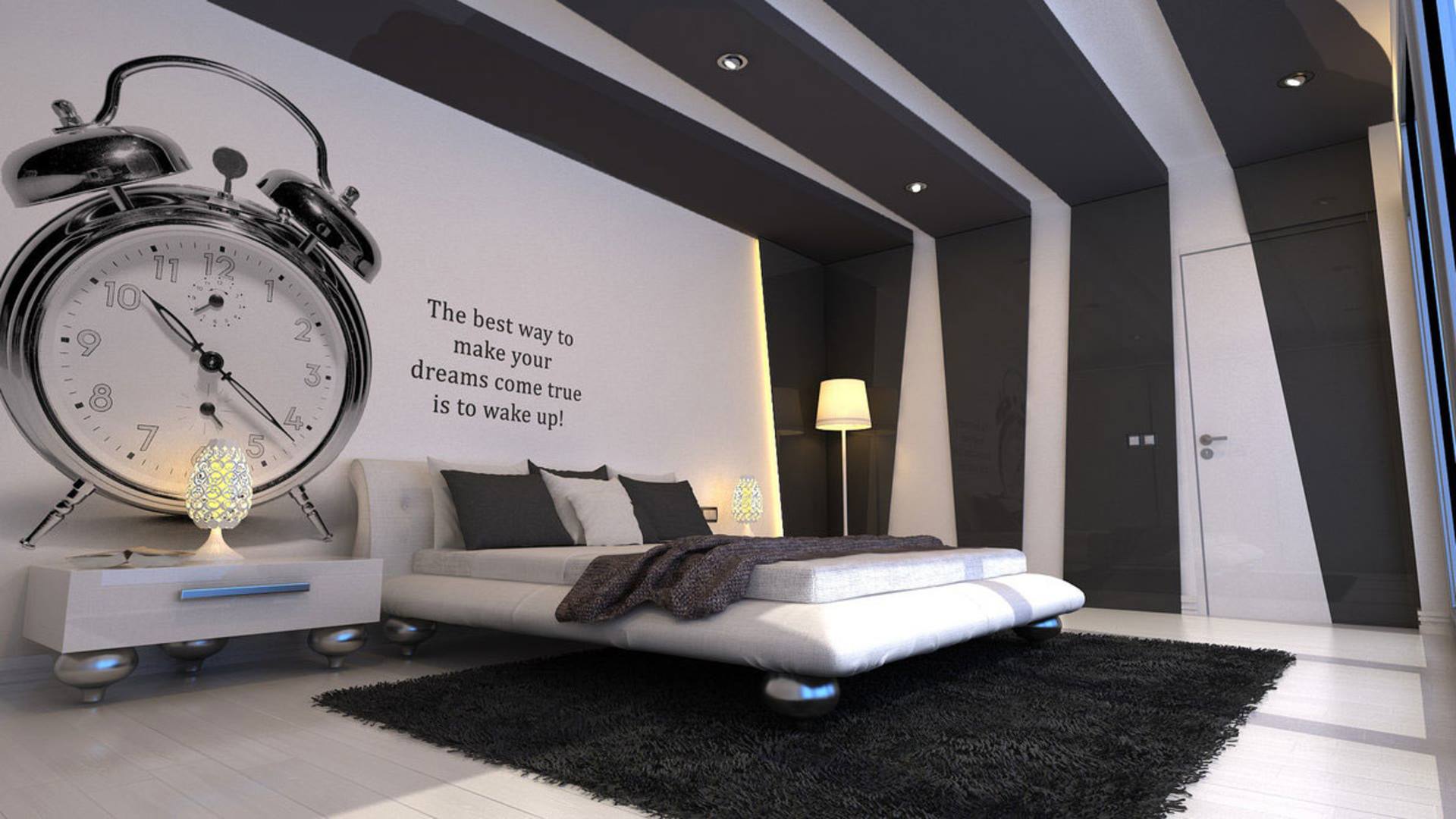 Your dream. Креативная спальня. Часы в интерьере спальни. Спальня в современном стиле креатив. Креативные обои в спальню.
