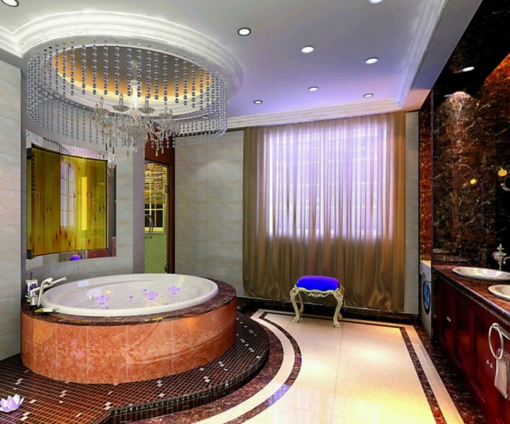oval-bath-tub-blue-bench-luxury-bathrooms-with-chandelier-915x762