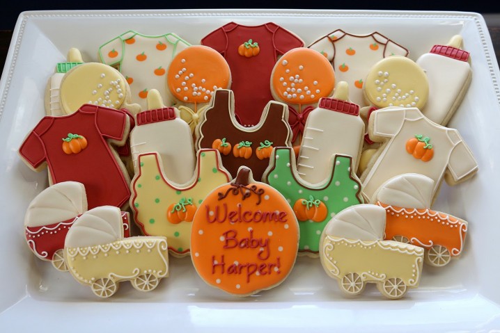 Fall Decorated Baby Shower Cookies
