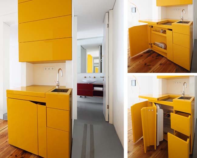 Yellow-space-saving-small-kitchen