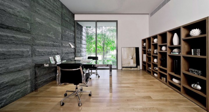 cute-modern-home-office-interior-stone-wall