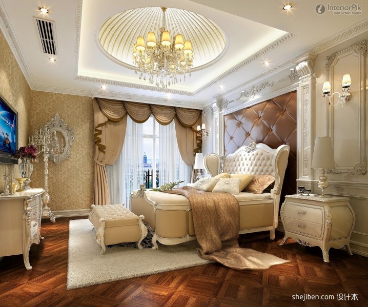 european-style-villa-bedroom-with-modern-ceiling-ideas-and-hardwood-floors