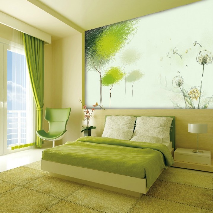 green-white-bedroom-decoration