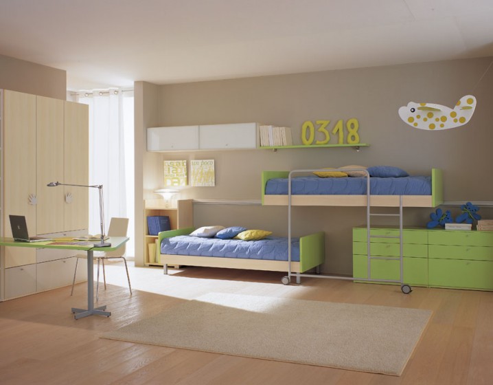 kids-room-modern-shared-kids-room-designs-with-bunk-bed-and-fur-rug-and-green-accents-by-berloni-39-amazing-kid-room-design-inspirations-kids-room-paint-designs-children-bedroom-green-rooms