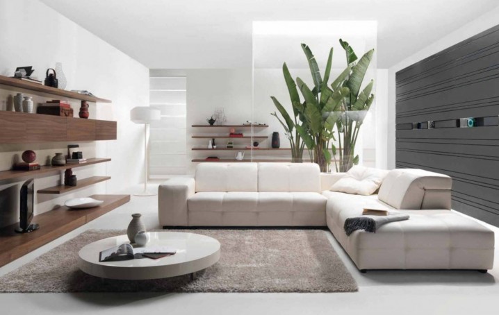 white-sofa-and-bookshlef-as-well-fur-rug-and-white-round-table-ideas-living-room-photo-stunning-living-room-with-skylight-design