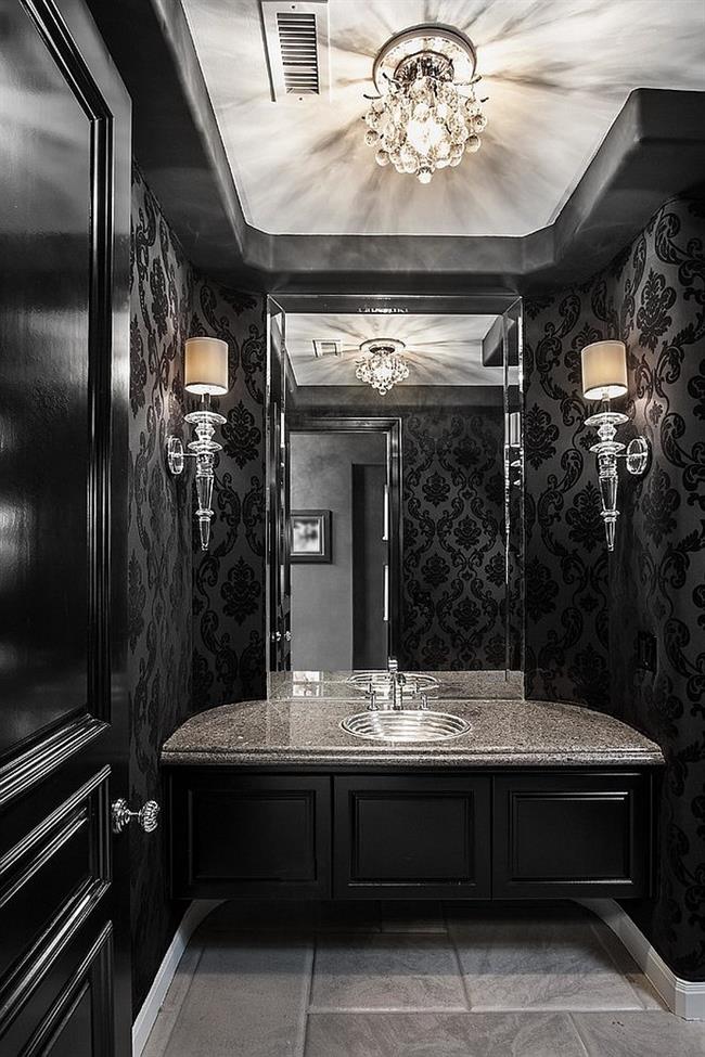 Chic-and-dramatic-contemporary-powder-room-in-black-Custom