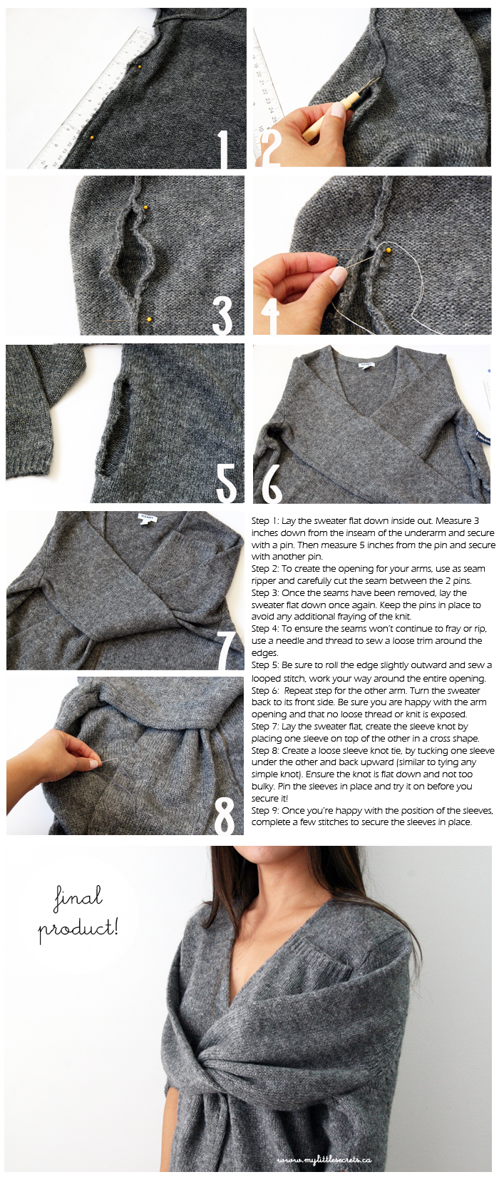 DIY-Celine-Inspired-Faux-Sleeve-Tie-Wrap-Sweater