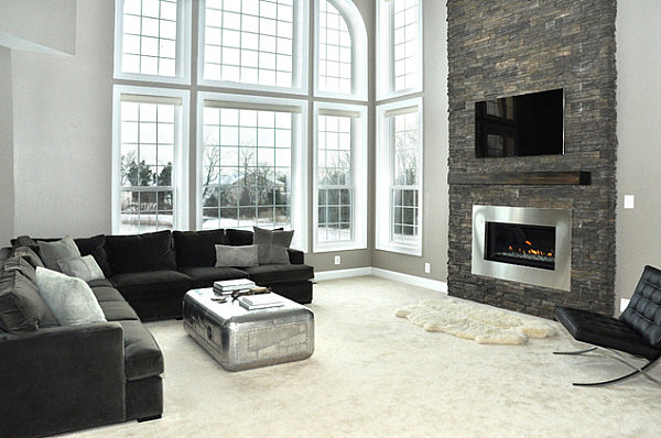 Modern-gas-fireplace-with-stacked-stone