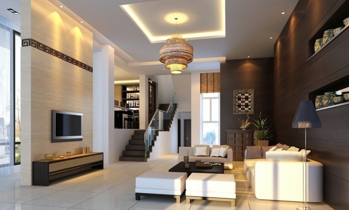 chic-living-room-wall-colors-design-below-high-ceiling-architecture-with-luminous-tray-ceiling-lighting