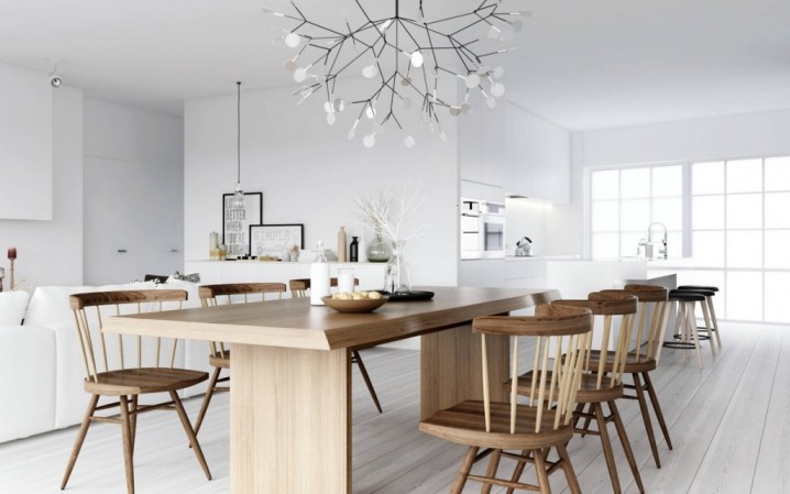 trendy-nordic-interior-design-feat-unique-dining-pendant-lighting-idea-plus-white-wood-floor-and-large-table-1024x640