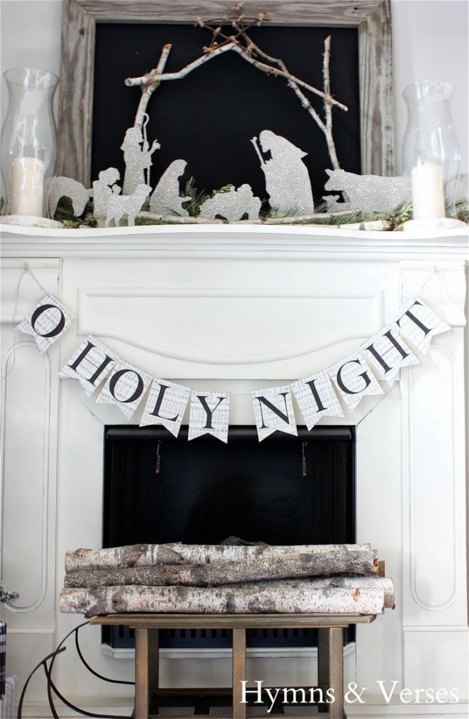 O-Holy-Night-banner-over-fireplace