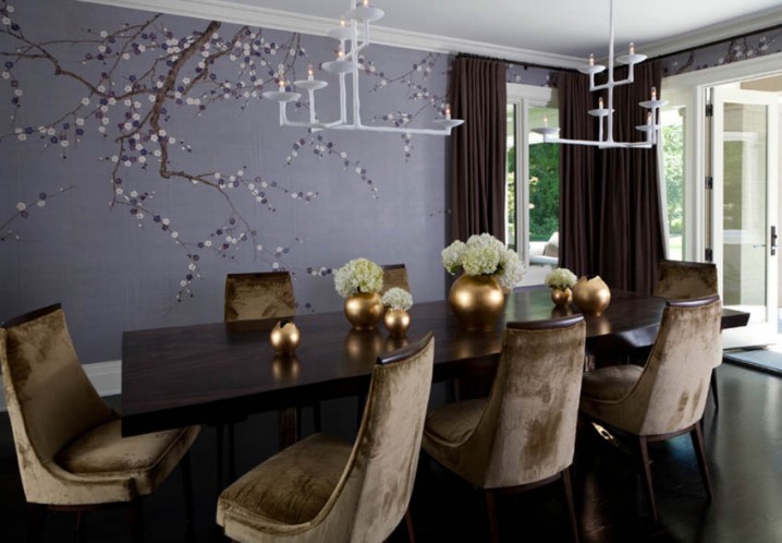 dining room with velevet chairs