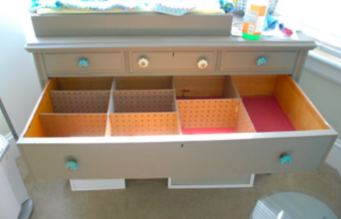 peg board drawer organizer
