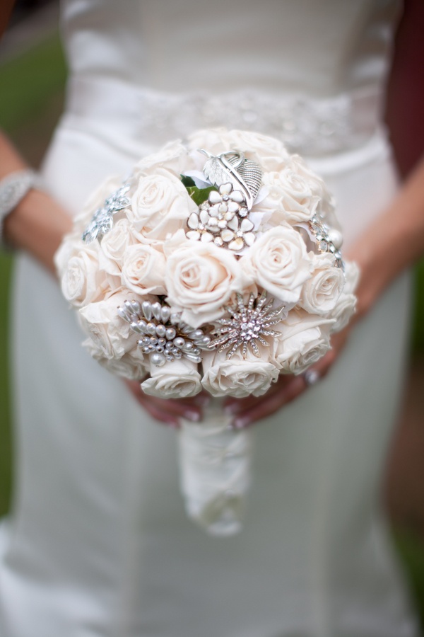 rose and brooch bouquet