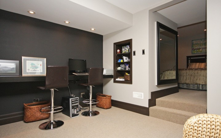 stylish-basement-office-design-with-black-wall-color-idea