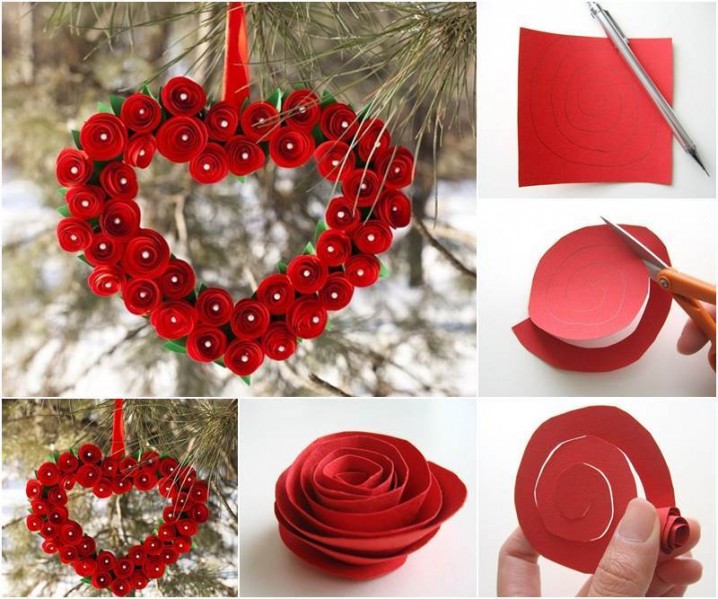 Creative-Ideas-DIY-Heart-Shaped-Paper-Rose-Valentine-Wreath