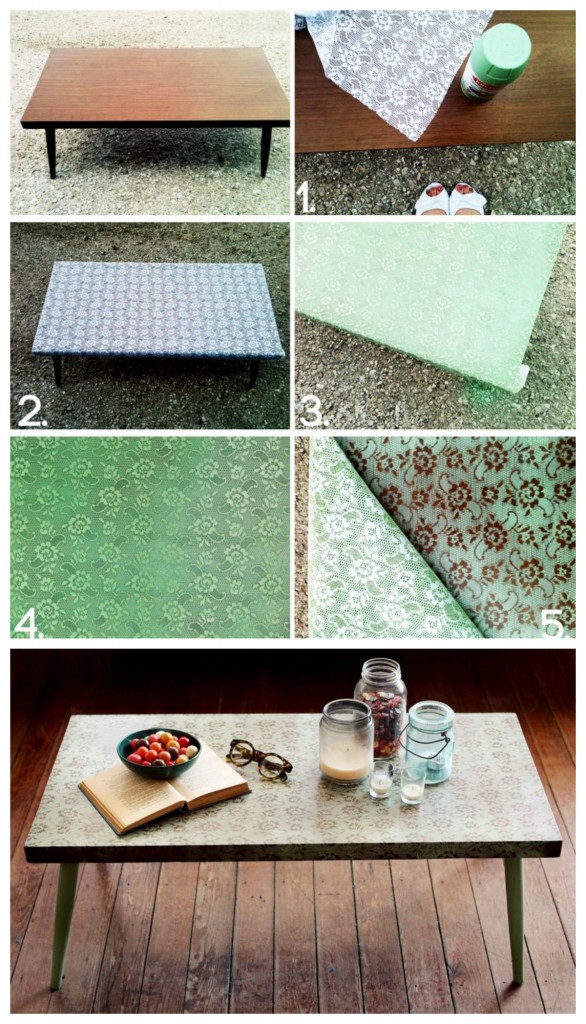 DIY Lace Patterned Coffee table