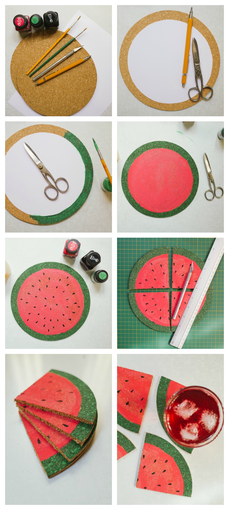 DIY Sliced Watermelon Coasters