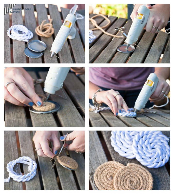 DIY nautical rope caosters