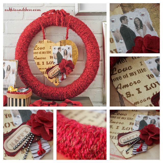 Valentine Wreath Mod Podge and Yarn