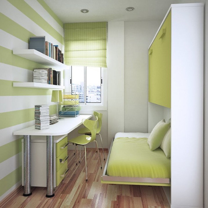 narrow-ideas-for-teenage-girl-small-bedroom-with-vertical-stripes-wall